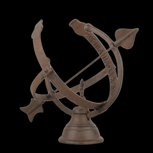 Cast iron sundial (35 x 27 x 30cm) adding elegance and functionality to any garden, perfect for outdoor decor.