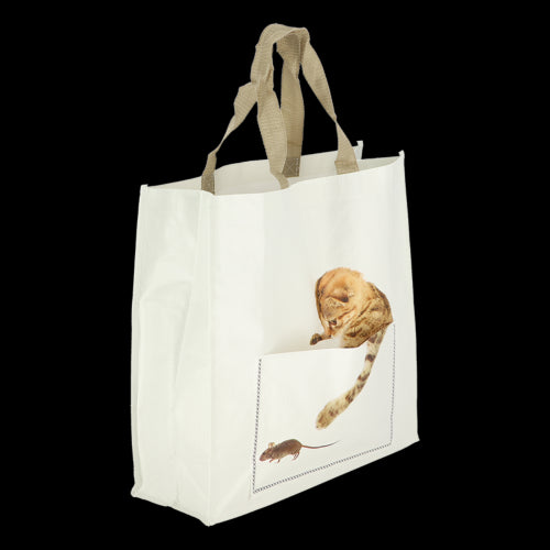 Assorted cat design shopping bags, 40cm, durable and reusable, perfect for cat lovers and eco-conscious shoppers.