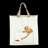 Set of 24 stylish cat design shopping bags, each 40cm, made from durable fabric for eco-friendly grocery runs.