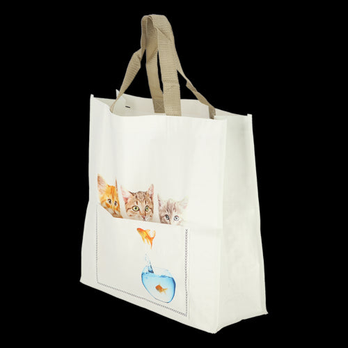 Set of 24 assorted cat design shopping bags, 40cm, eco-friendly, durable, perfect for daily errands and gifts.