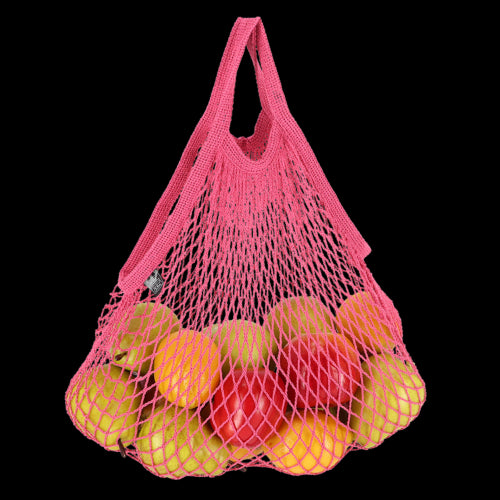 Set of 12 vibrant Net Pink shopping bags, 47 cm, durable polyester, perfect for eco-friendly shopping and storage.