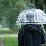 Transparent birdcage umbrella offering stylish rain protection with a clear canopy and durable frame, 81x81x83cm.