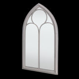 Vintage-inspired outdoor mirror (112cm) resembling church windows, enhances garden aesthetics and creates visual depth.