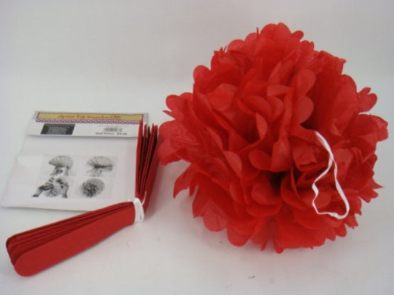 Set of 12 vibrant red paper pom pom lanterns (30cm) for stylish party decor and easy setup. Ideal for any festive occasion.