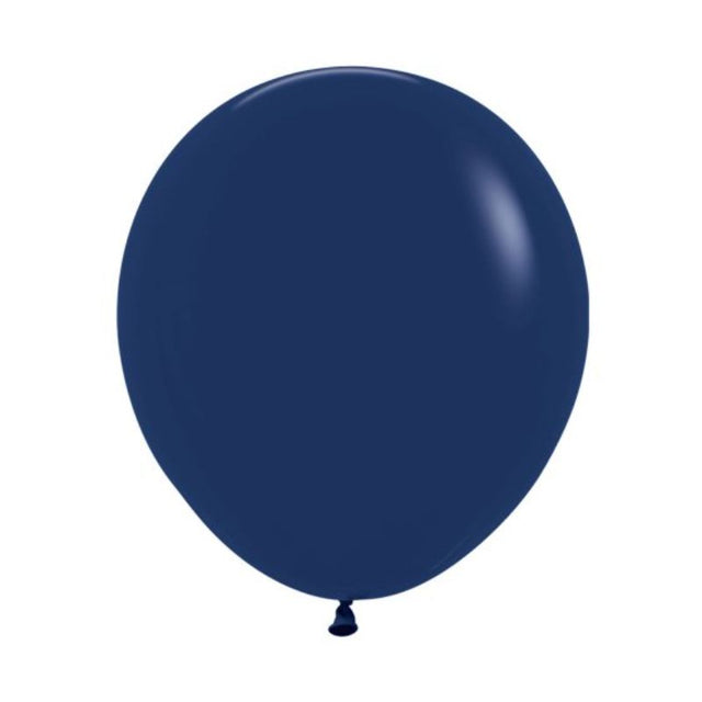 Pack of 6 Sempertex 45cm navy blue latex balloons for elegant celebrations, durable and helium-ready for any occasion.