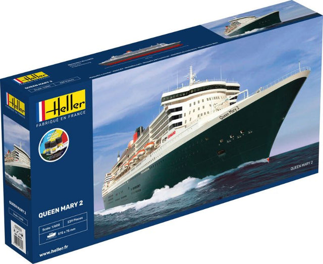 Detailed model kit of the Queen Mary 2, showcasing exquisite design and easy assembly for ship enthusiasts.