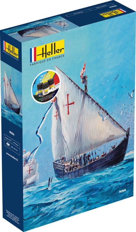 Intricate model kit of the Nina caravel, celebrating maritime history and perfect for model builders and history enthusiasts.