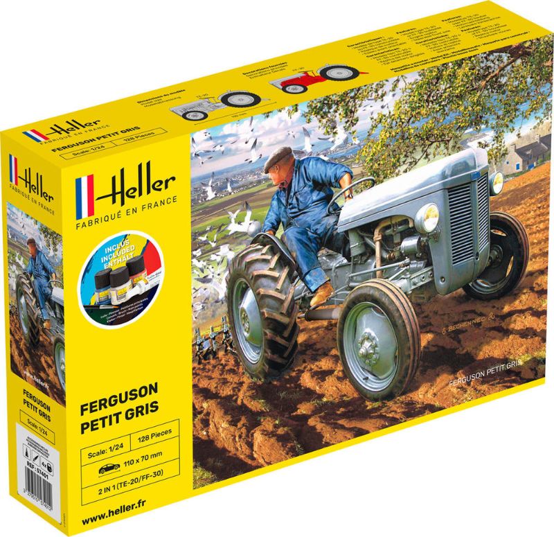 Heller Starter Kit featuring the vintage Ferguson TE-20 tractor, ideal for model enthusiasts and collectors.