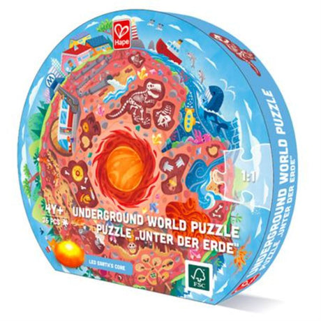 Colorful 36-piece puzzle showcasing the underground world, featuring an LED core and educational double-sided poster for kids.