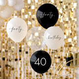 Elegant cream and champagne gold balloons, perfect for a stylish 40th birthday celebration, pack of 5.