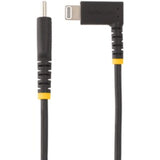 Durable 6ft USB-C to Lightning cable with right-angled design, enhanced strength, and fast charging for iOS devices.