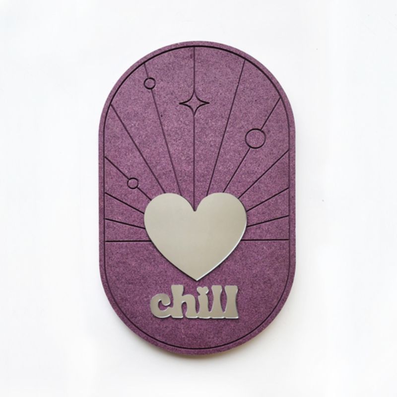 Retro Chill Purple mirror (43cm) in stylish design, made from durable Valchromat, enhances modern home decor.