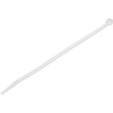 White nylon cable ties, 20cm long, 4mm wide, 55mm bundle diameter, 22kg tensile strength, perfect for cable management.