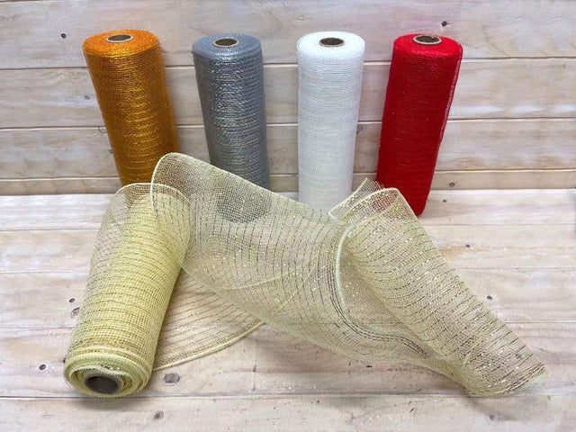 Artificial Silver Mesh Garland - 10m ribbon, versatile for elegant decor, gift wrapping, and festive celebrations.