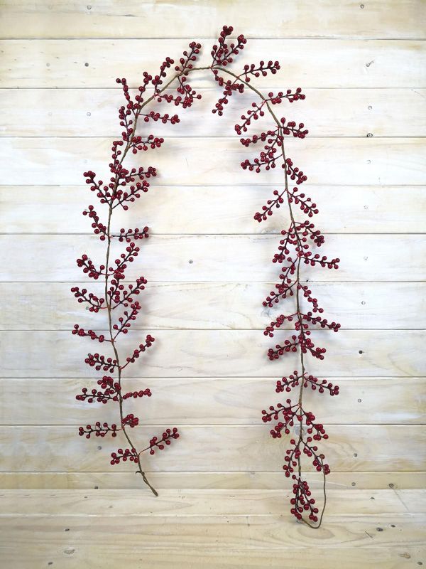 Vibrant 6-foot red artificial berry garland, perfect for enhancing home decor or special events with nature-inspired charm.