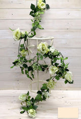 Artificial rose garland with berries, 1.8m long, featuring realistic blooms in deep red for elegant year-round decor.