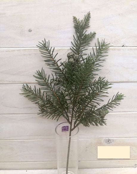 Artificial pine spray with realistic cones, perfect for festive decorations and floral arrangements.