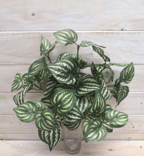 Lifelike Artificial Watermelon Peperomia Bush with vibrant green leaves, perfect for low-maintenance indoor decor.