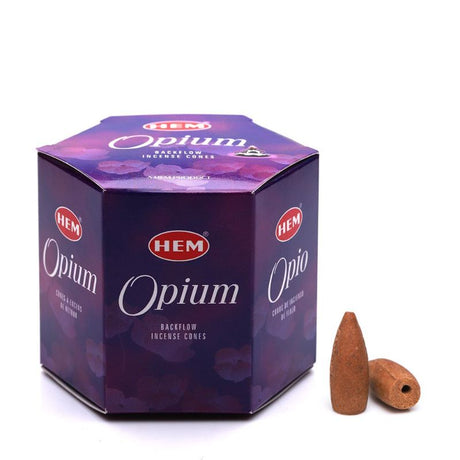 Aromatic Backflow Cones - Opium, 12 packs, 480 total cones, creating calming smoke cascades and serene ambiance.