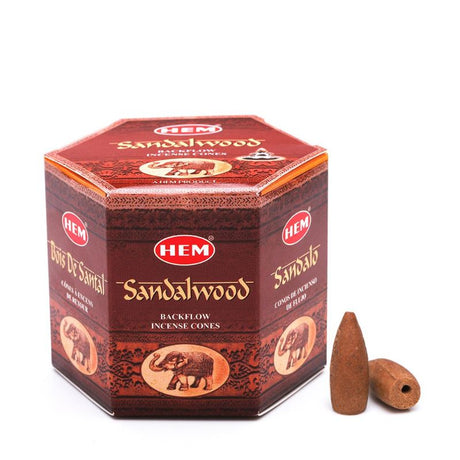 Backflow cones in sandalwood, 12 packs, 480 total, creating calming scents and mesmerizing smoke displays for relaxation.
