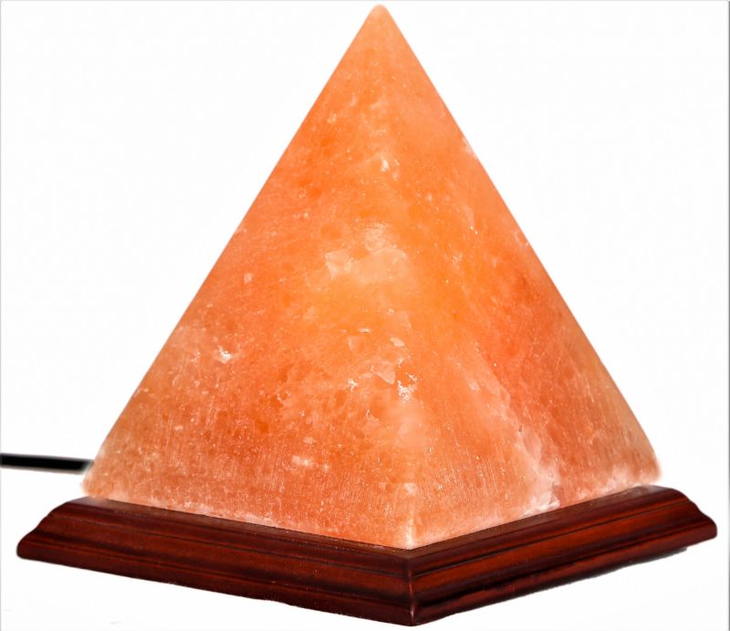 Authentic 15cm Pyramid Salt Lamp, enhancing wellness with soothing light and air-purifying properties in a stylish design.