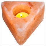 T-Light Himalayan Salt Triangle: Elegant pink salt lamp for ambiance, wellness, and air purification in any decor.