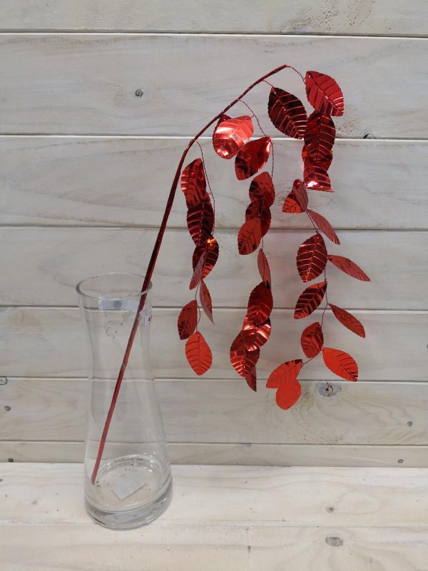 Vibrant red Hanging Leaf Spray adding elegance and color to indoor and outdoor decor, perfect for any occasion.