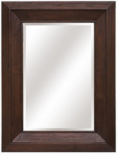 Solid wood bevelled mirror in dark oak, 220cm tall, enhancing spaces with elegance and light reflection.