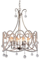 Elegant 80cm Iron Nickel Plated chandelier with clear glass drops, perfect for enhancing modern and country chic interiors.