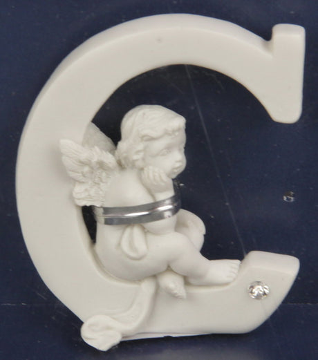 Whimsical Letter Cherub - C, 7 cm tall, perfect for children's rooms, nurseries, or personalized decor displays.