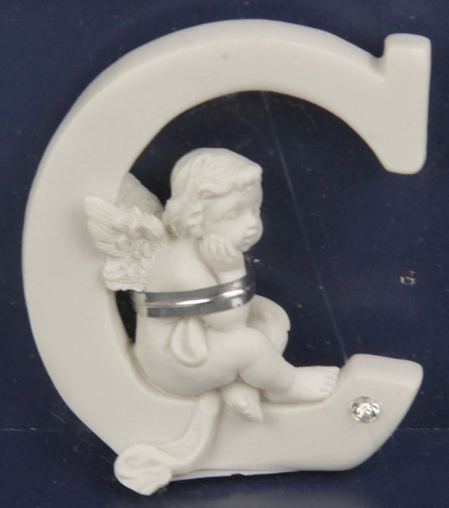 Whimsical Letter Cherub - C, 7 cm tall, perfect for children's rooms, nurseries, or personalized decor displays.