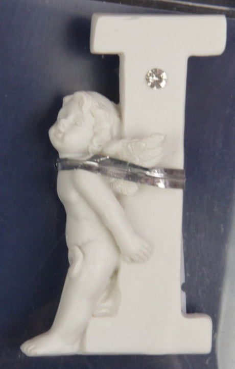 Whimsical cherub letter "I" design, perfect for personalized decor and gifts, measuring approximately 7cm.