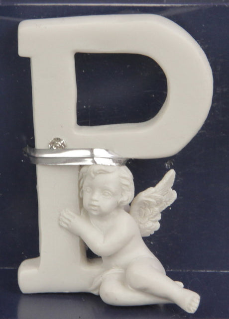 Whimsical cherub letter 'P' for decor and learning, perfect for nurseries and personalizing spaces.