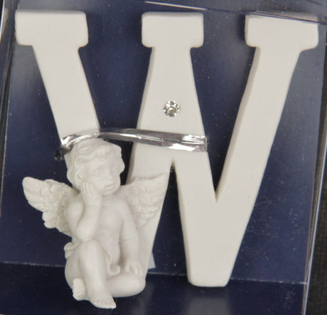 Whimsical Letter Cherub - W, 7cm decor piece for personalizing nurseries and children's rooms with charm and joy.