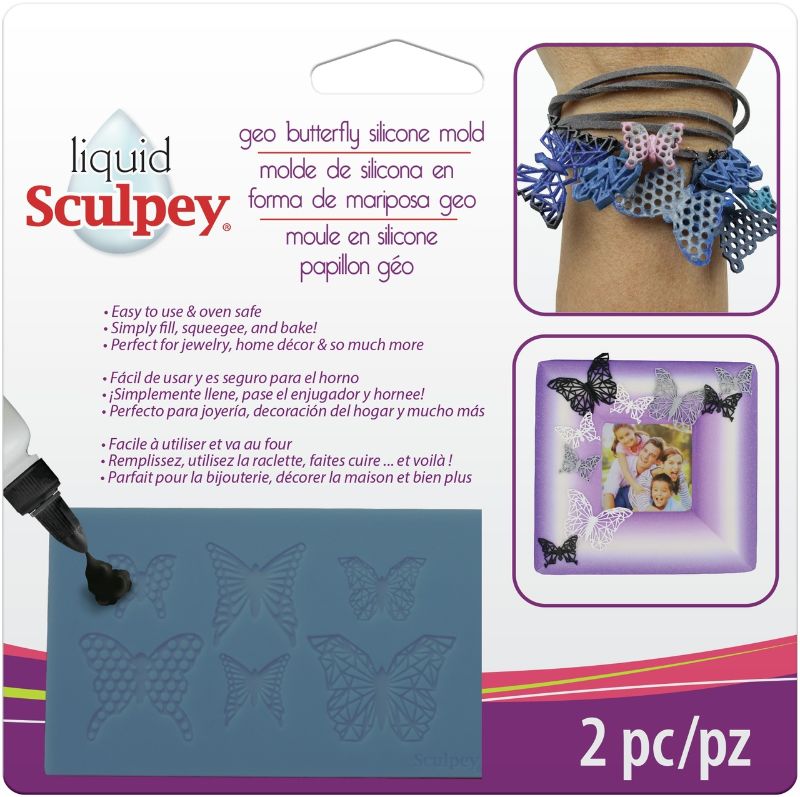 Silicone mould featuring a Geo Butterfly design for creating detailed, elegant crafts with oven-safe clay.