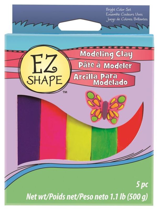 Colorful Sculpey EZ Shape modeling clay set of 5, featuring bright neon colors for creative sculpting and crafting.