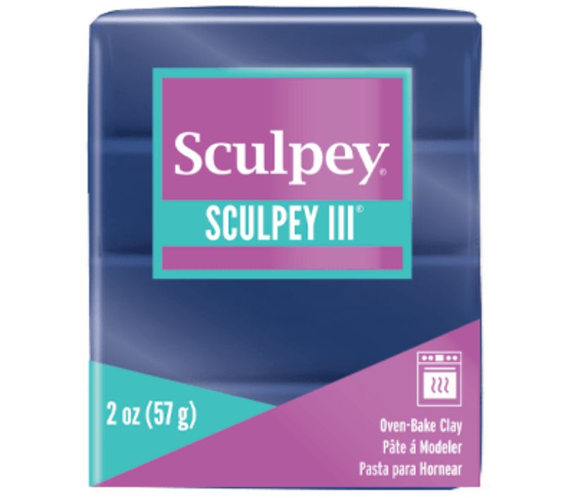 Navy Pearl Sculpey III oven-bake clay, 57g, ideal for detailed sculpting, jewelry, and crafting projects.