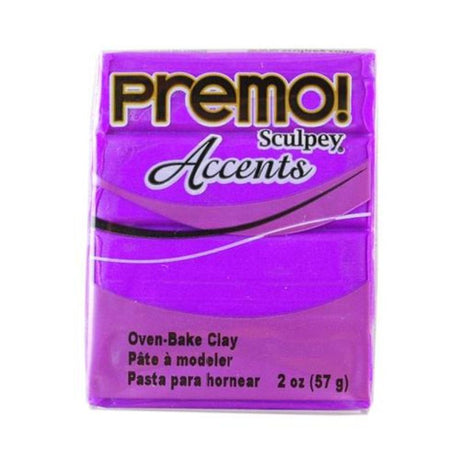 Sculpey Premo Accent Purple Pearl 5031, a 57g premium polymer clay with sparkling pearlescent finish for vibrant crafting.