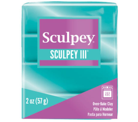 Teal Pearl Sculpey III 57g oven bake clay, perfect for crafting, sculpting, and kids' projects with a matte finish.