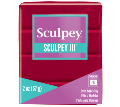 Vibrant red Sculpey III 57g polymer clay, ideal for crafting, easy to shape, and perfect for artists and children alike.