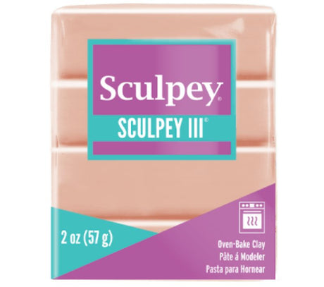 Beige Sculpey III oven-bake clay, 57g, ideal for detailed sculpting and crafting, perfect for artists and hobbyists.