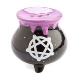 Witches' Brew Cauldron Money Bank with starry pentacle design and purple potion-like drips, perfect for Halloween savings.