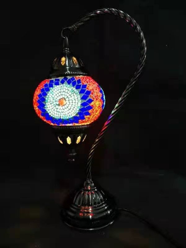 Turkish Mosaic Lamp 2 - Swan Neck Multicolour (37cm)