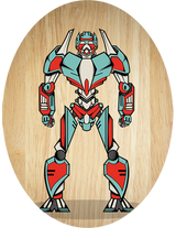 Robot-themed plywood wall art with eco-friendly design, perfect for playful home decor and easy hanging.