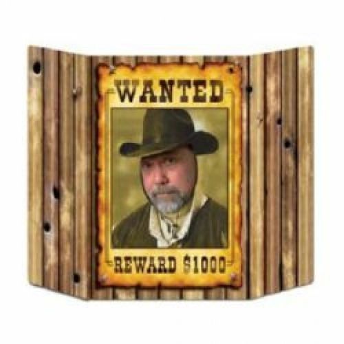 Western Wanted Poster Photo Prop, 94cm x 64cm cardboard, perfect for Wild West themed events and photo opportunities.