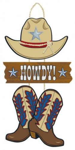Western Triple MDF Sign, 54cm x 25cm, lightweight, customizable with three panels for home or business décor.