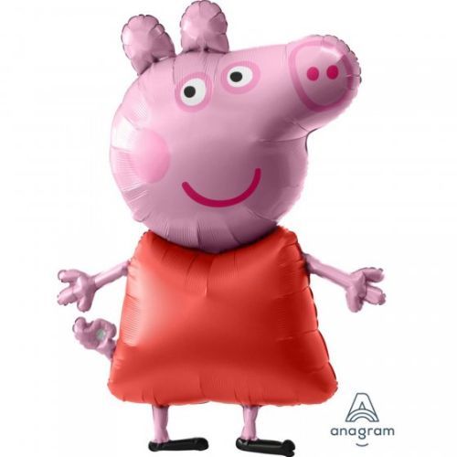 Airwalker Peppa Pig balloon, 91cm x 121cm, self-sealing foil featuring Peppa and George, perfect for themed parties and decor.