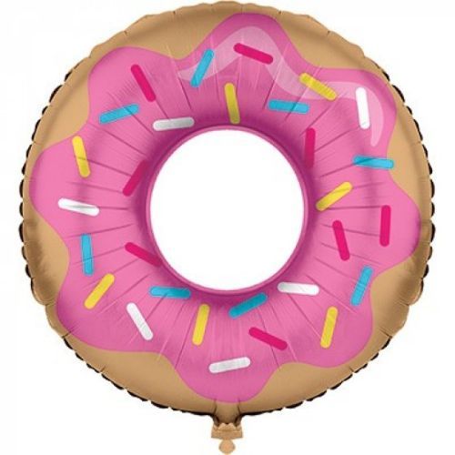 Vibrant 76cm donut-shaped foil balloon, perfect for parties and celebrations with a fun, colorful design.