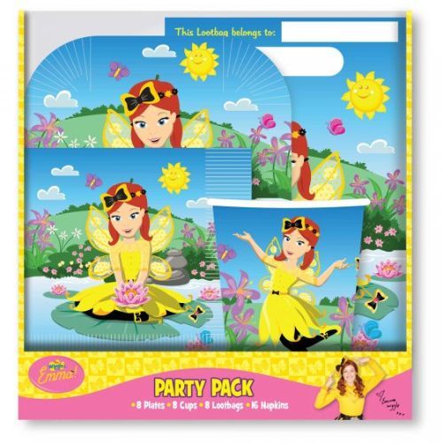 Vibrant 40-piece party pack featuring Emma from The Wiggles, perfect for colorful birthday celebrations and playful gatherings.