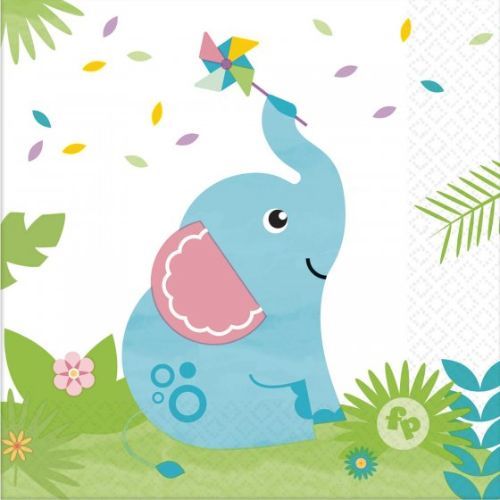 Pack of 16 Fisher Price Hello Baby beverage napkins featuring charming designs, ideal for baby showers and birthday parties.